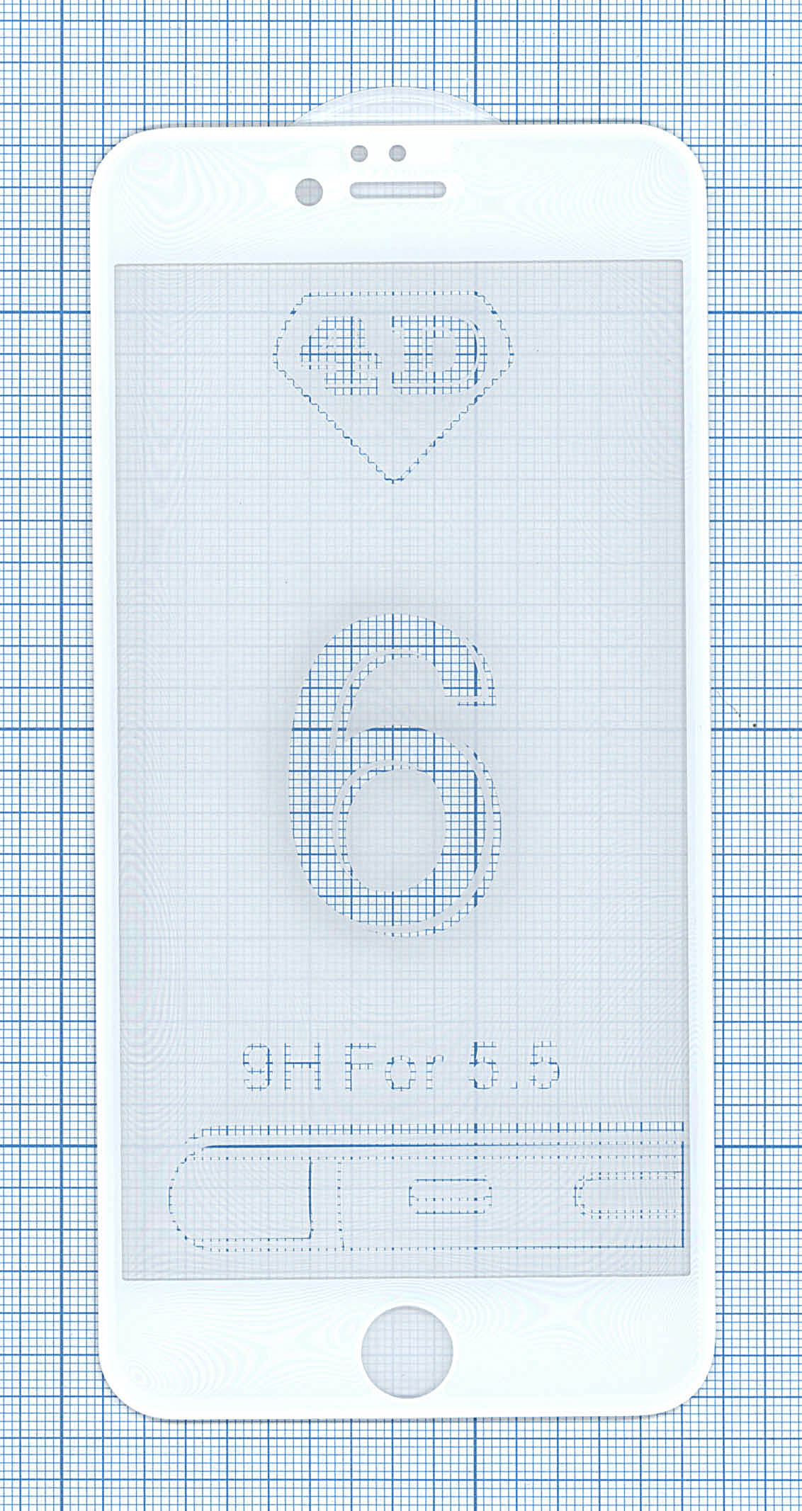 Защитное стекло 6D для Apple iPhone 6/6S Plus белое