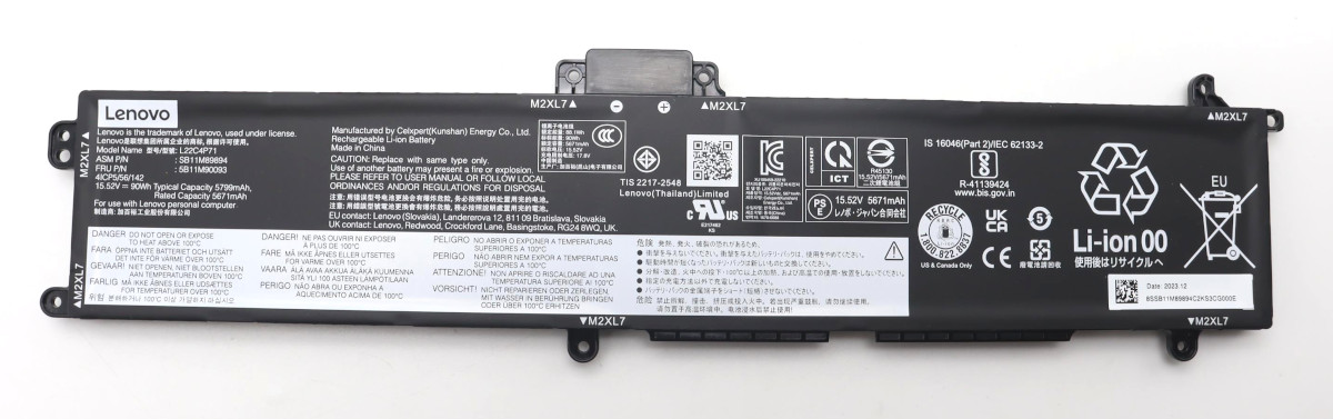 Аккумуляторная батарея для ноутбука Lenovo ThinkPad P16v gen 1/2 (L22C4P71) 15.52V 90Wh