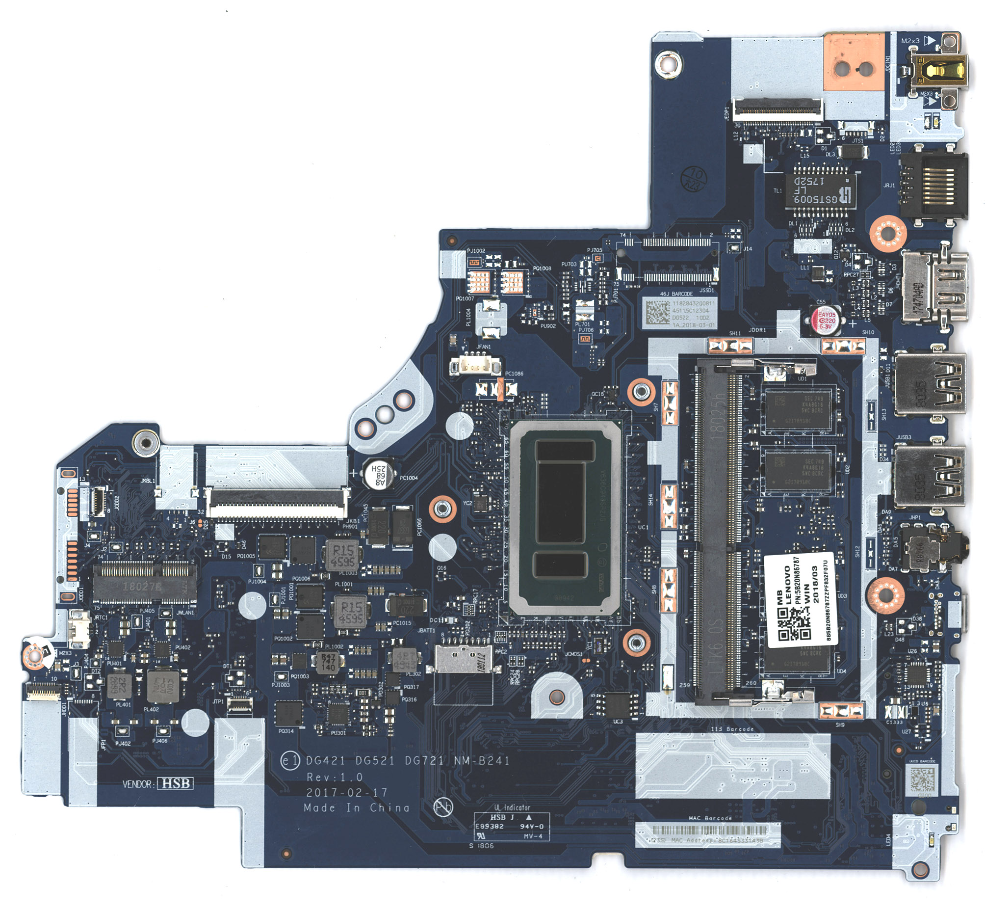 Материнская плата для Lenovo DG421 DG521 DG721 NM-B241 320-15ISK 5B20N86787