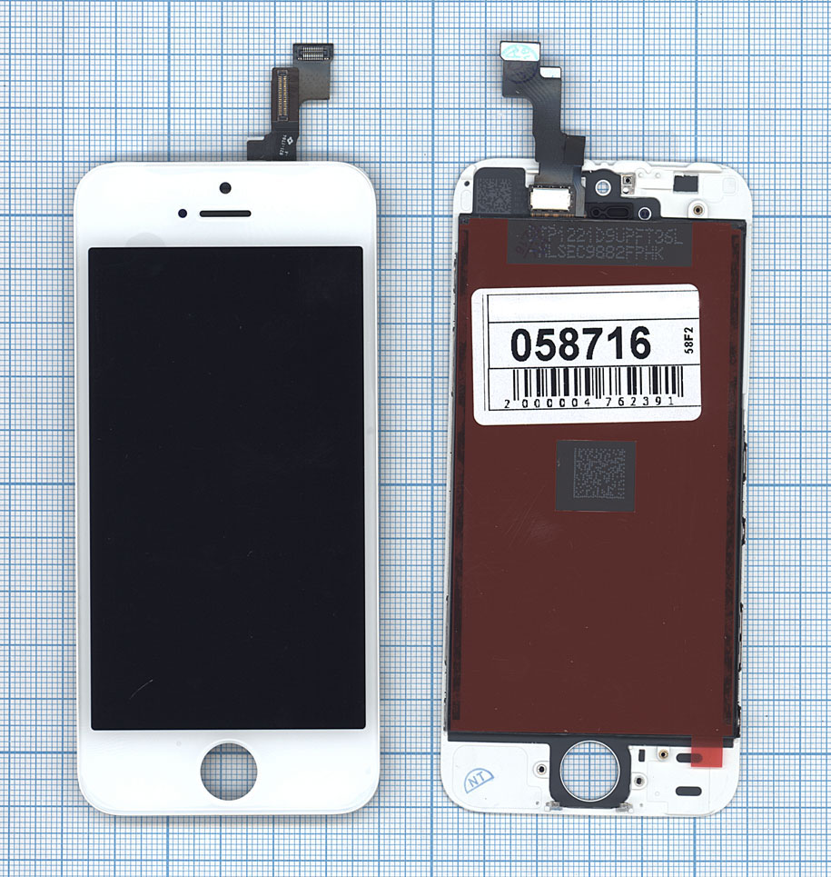 Дисплей (модуль) для Apple iPhone 5S, iPhone SE в сборе с тачскрином (Foxconn) белый