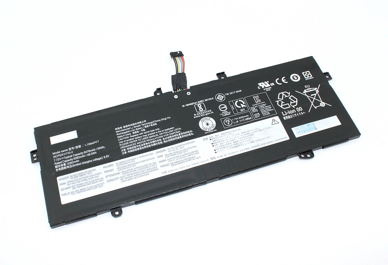 Аккумуляторная батарея для ноутбука Lenovo Ideapad Yoga Slim 7 Carbon 13ITL5 (L19M4PF7) 7.72V 50Wh