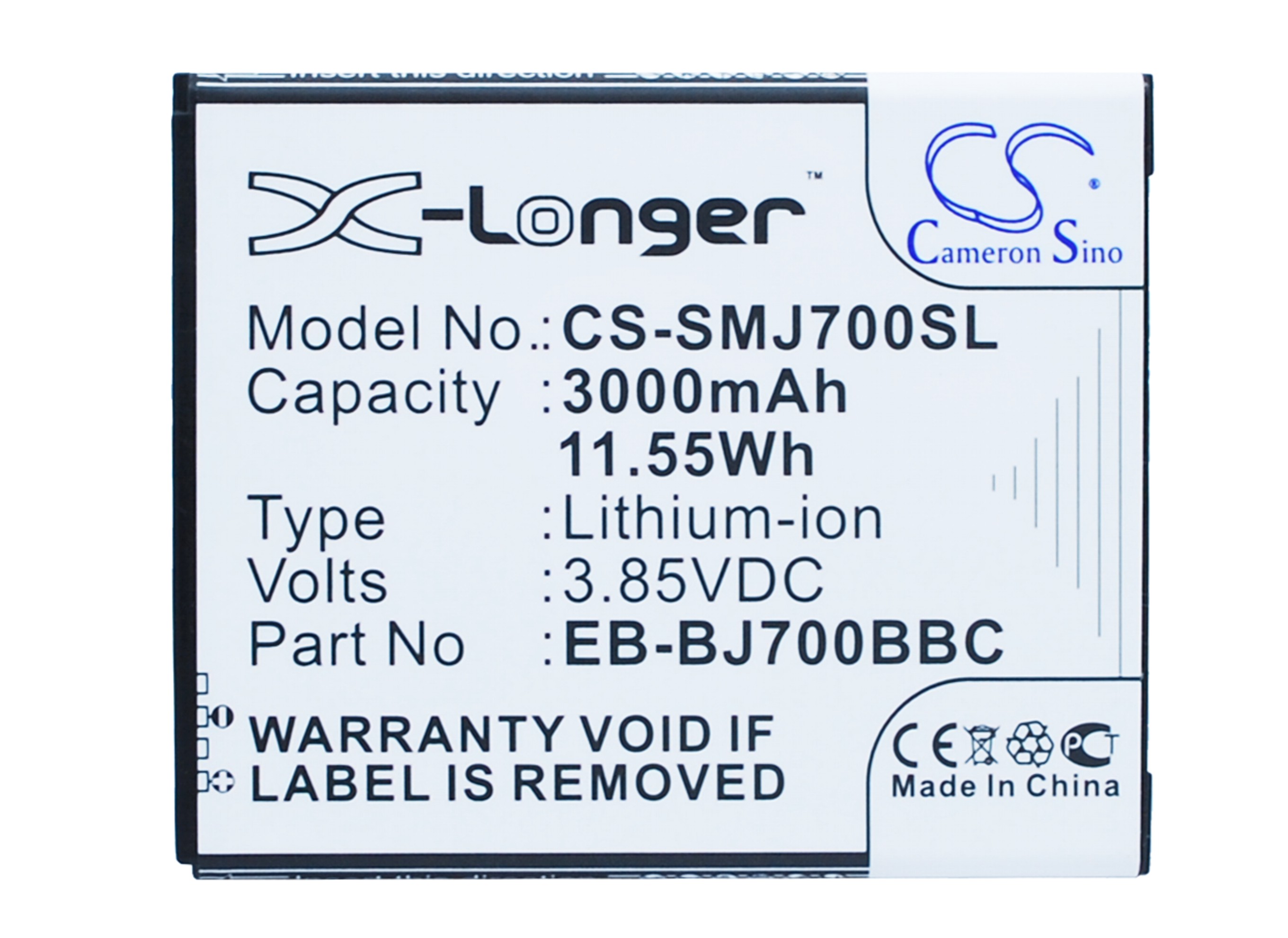 Аккумулятор CS-SMJ700SL EB-BJ700BBC для Samsung Galaxy J7 SM-J700H 3.85V / 3000mAh / 11.55Wh