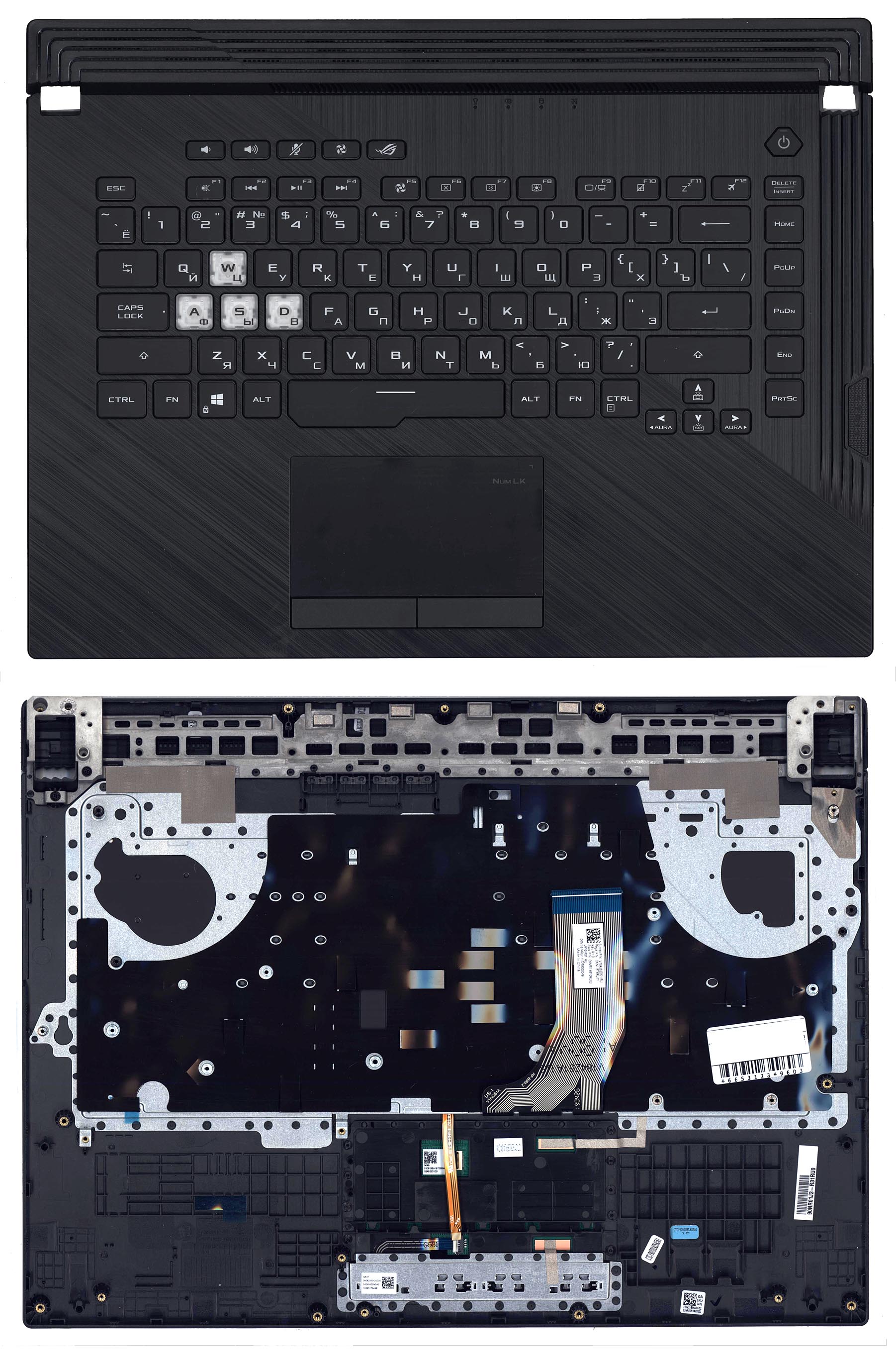 Топкейс для Asus ROG Strix G531GU с подсветкой RGB черный