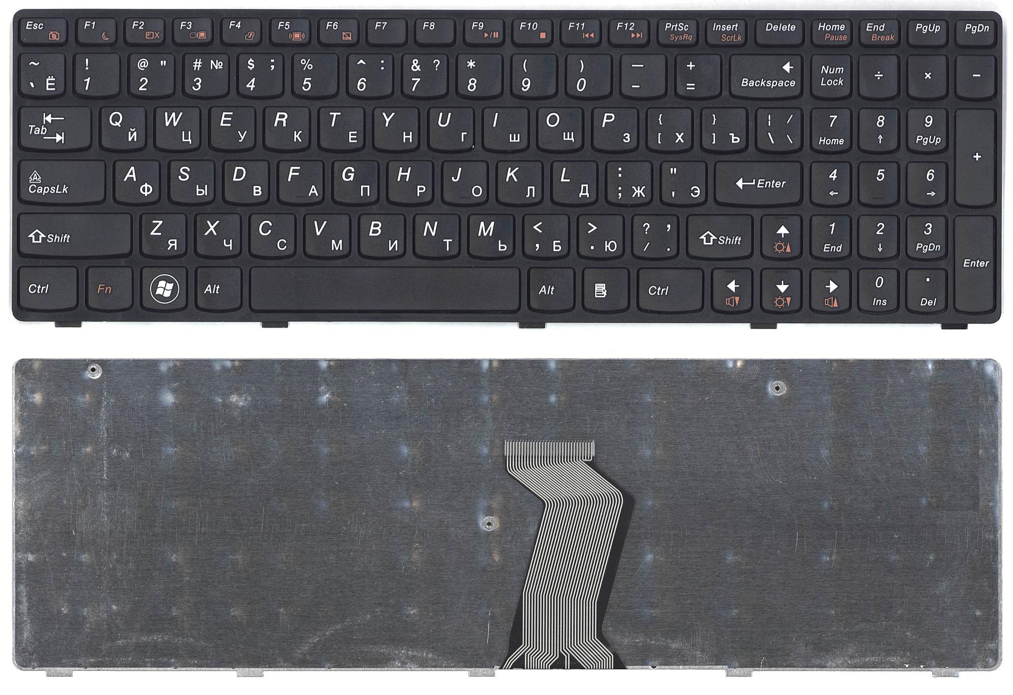 Клавиатура для ноутбука Lenovo Ideapad G580 G585 Z580 Z585 Z780 G780 черная с черной рамкой
