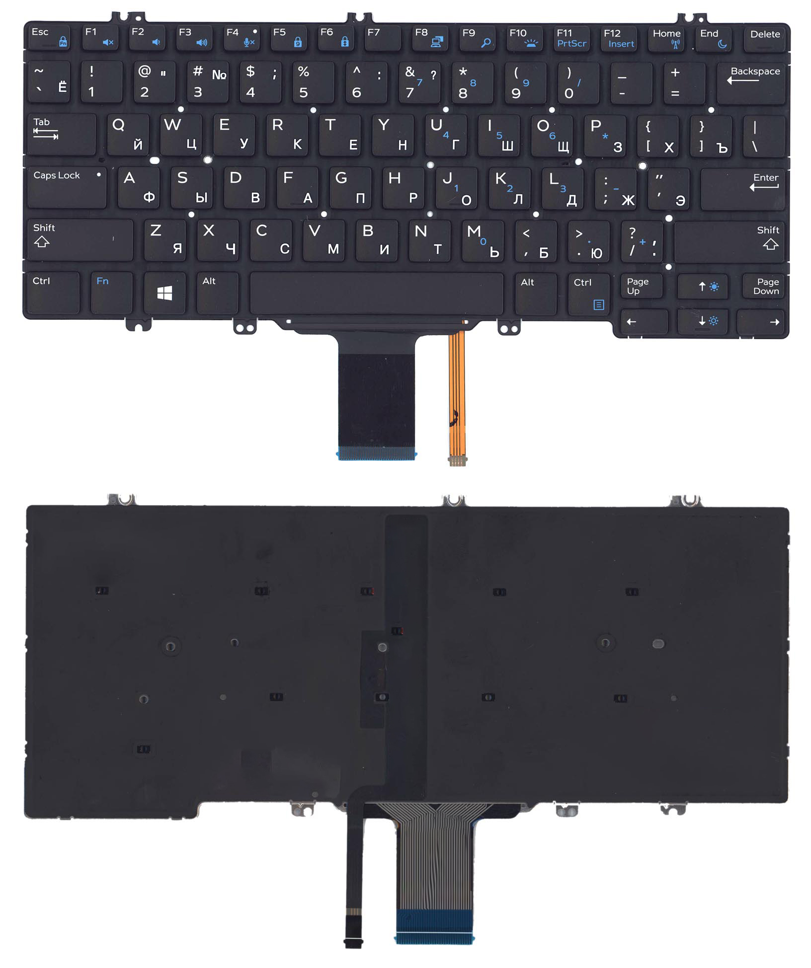 Клавиатура для ноутбука Dell Latitude E5280 черная с подсветкой
