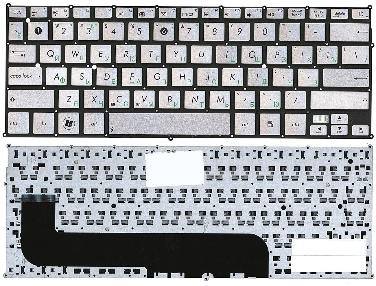 Клавиатура для ноутбука Asus UX21E серебристая