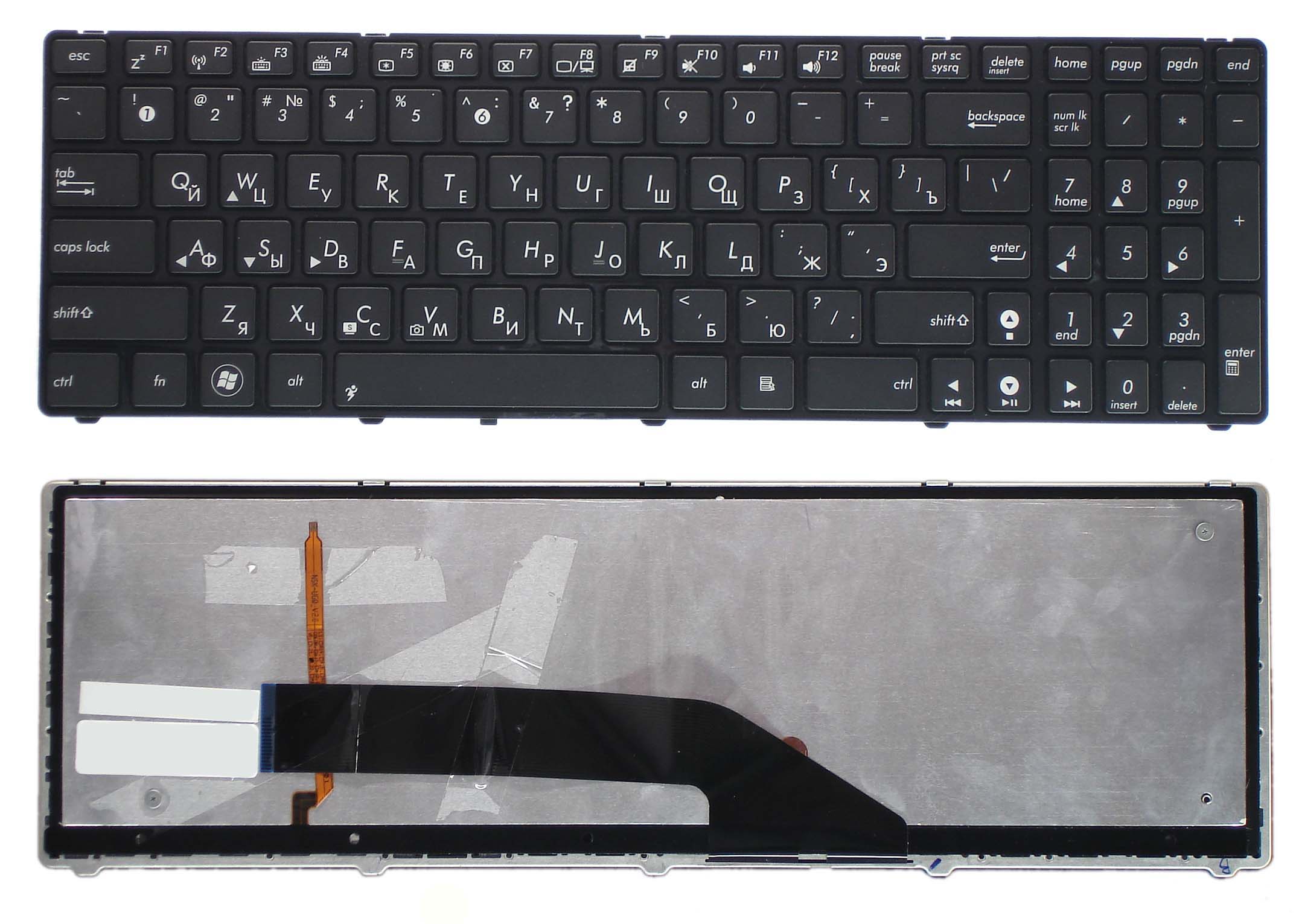 Клавиатура для ноутбука Asus K50 K60 K70 черная с подсветкой