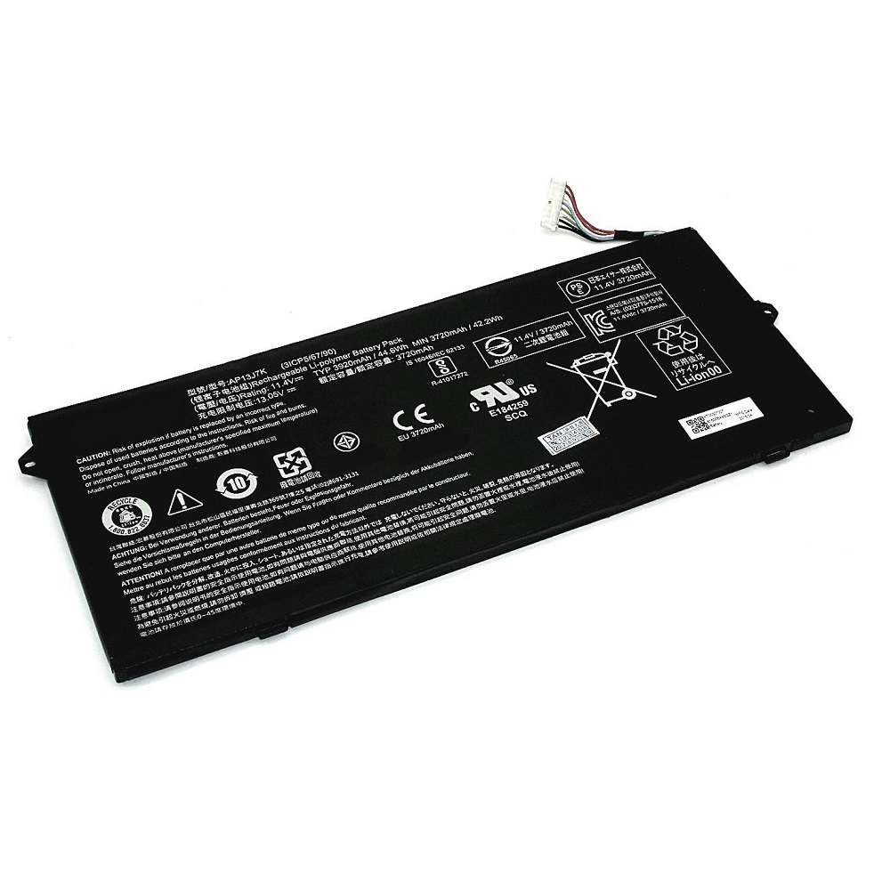 Аккумуляторная батарея для ноутбука Acer Chromebook C740 (AP13J7K) 11.4V 3920mAh черная