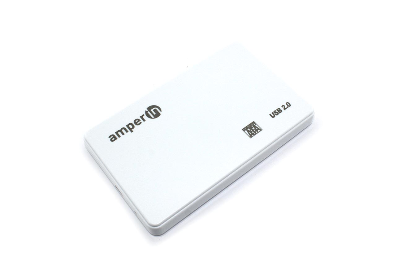 Корпус для жесткого диска Amperin AM25U2PW 2,5", USB 2.0, пластиковый, белый 2 шт