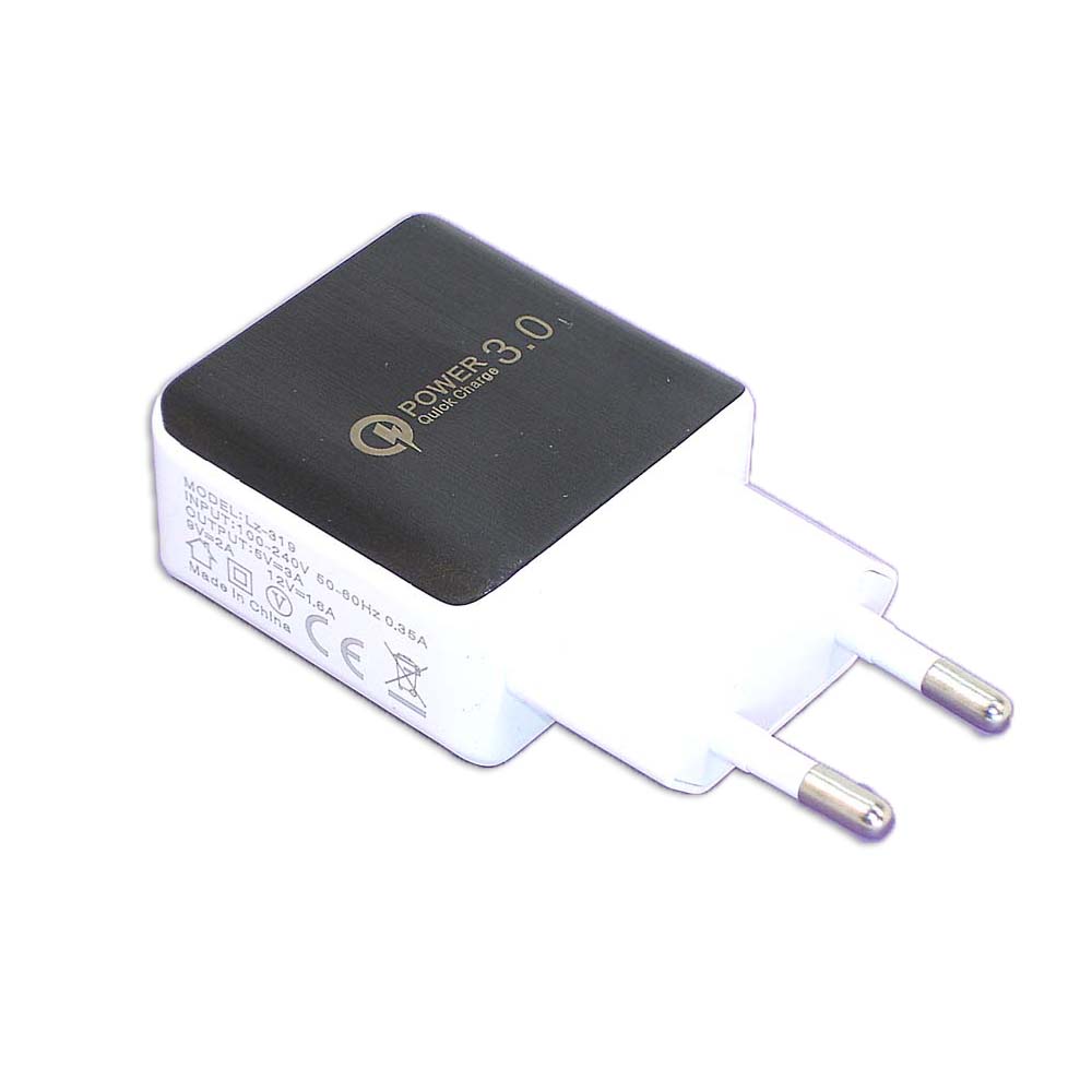 Блок питания (сетевой адаптер) Lz-319 5V/3A 9V/2A 12V/1.6A 18W USB Quick Charge 3.0 Черно-белый