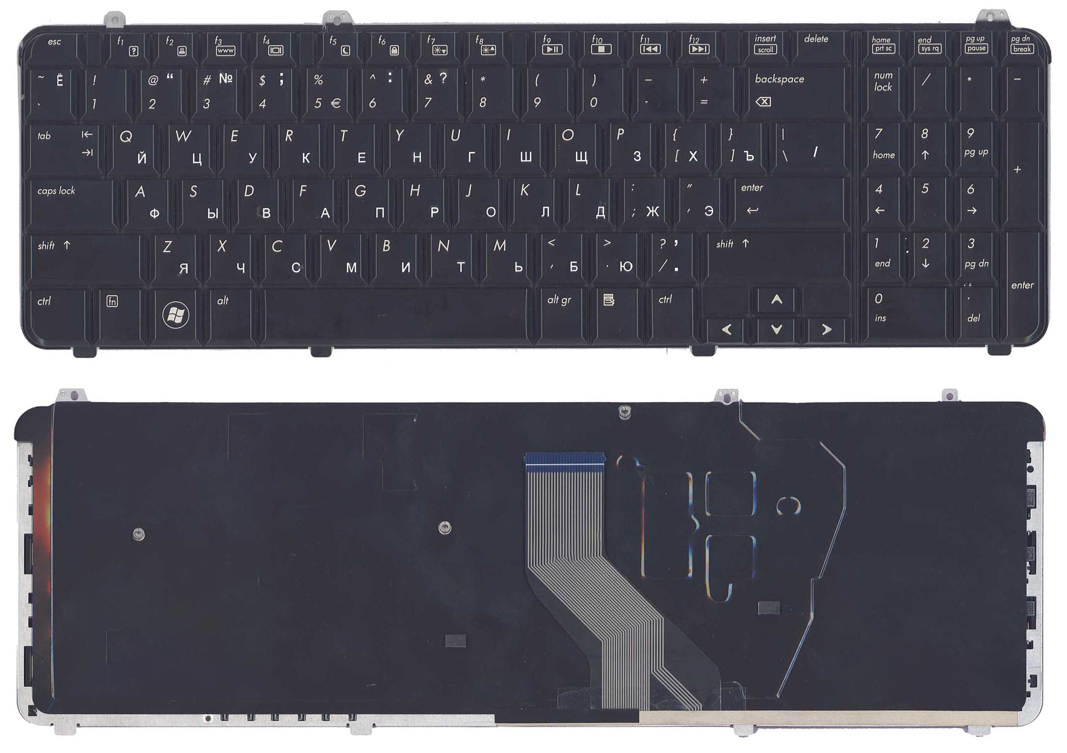 Клавиатура для ноутбука HP Pavilion DV6-1000 DV6-2000 глянцевая черная