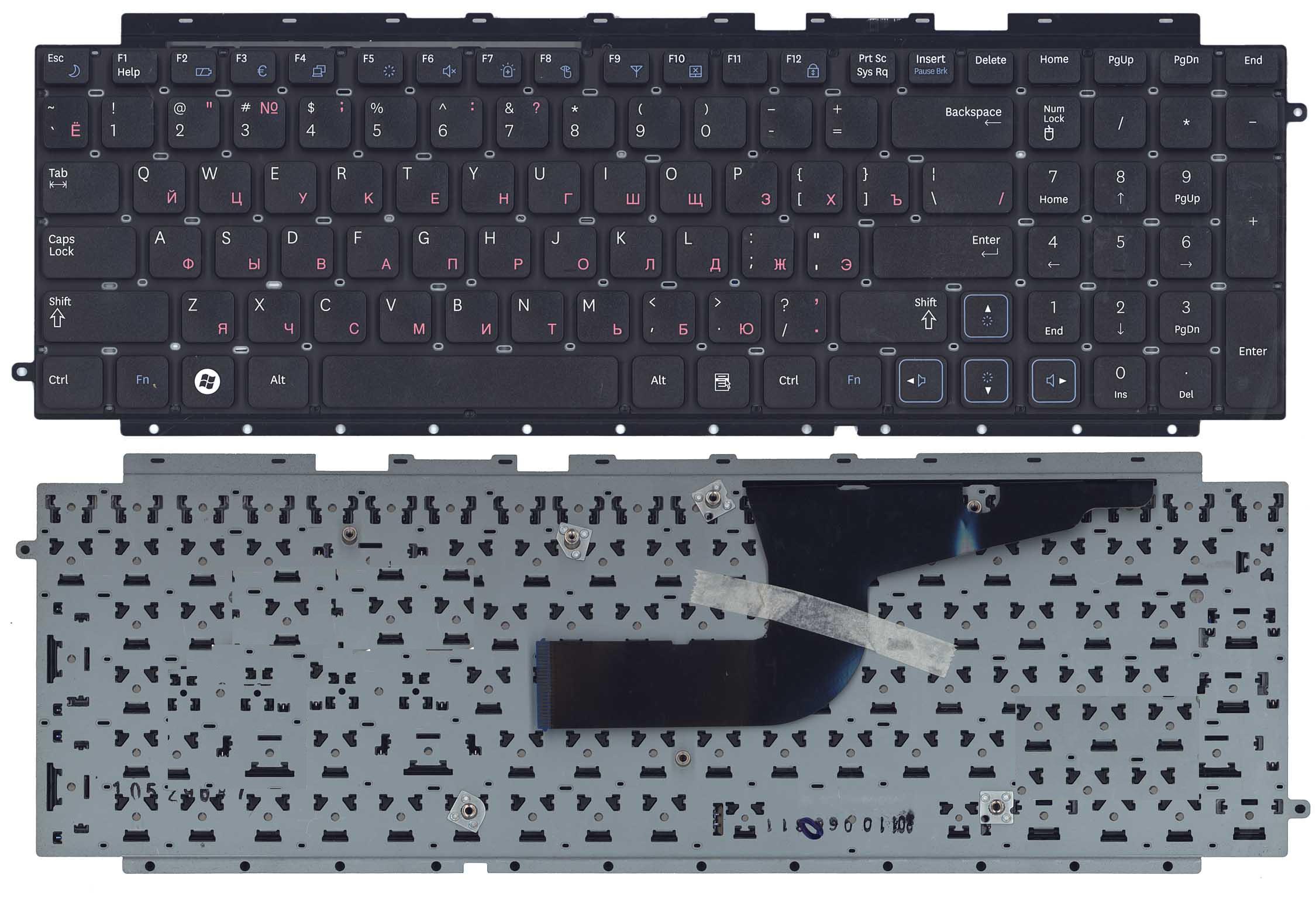 Клавиатура для ноутбука Samsung RC710 RC711 черная с рамкой