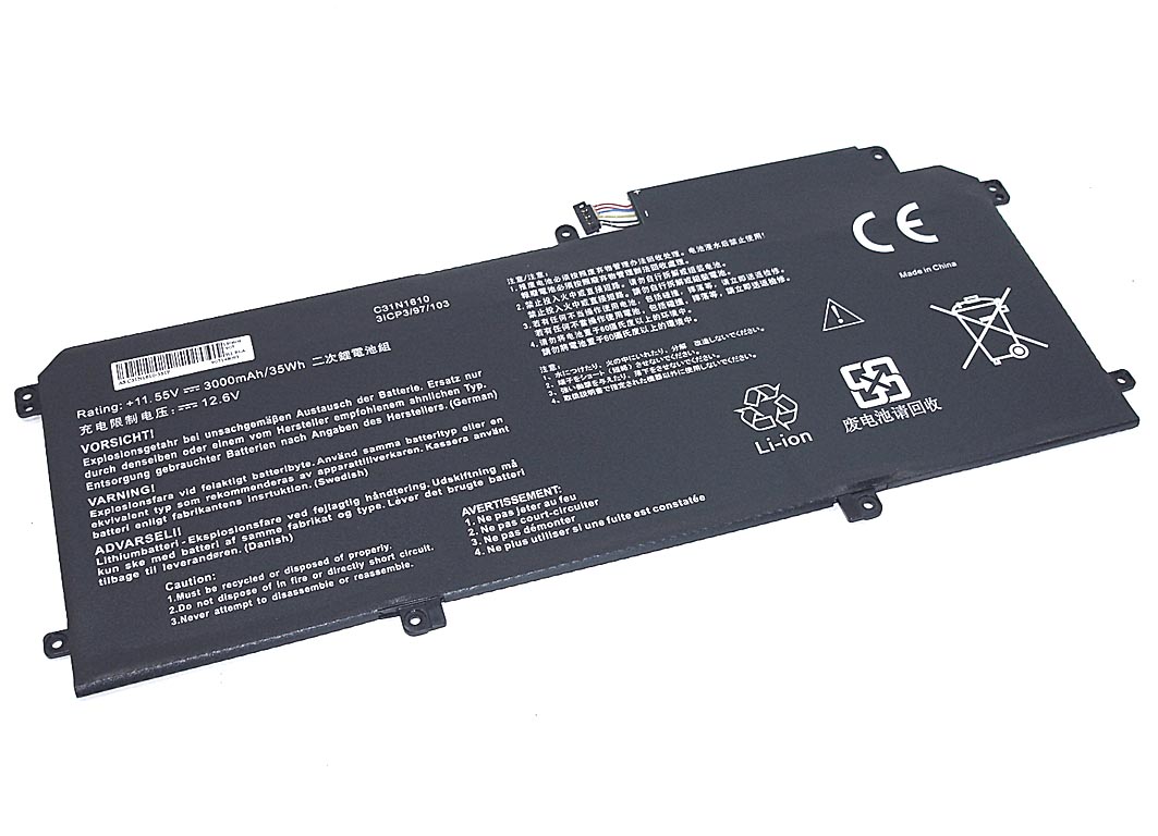 Аккумуляторная батарея для ноутбука Asus ZenBook UX330 (C31N1610-3S1P) 11.55V 3000mAh OEM черная