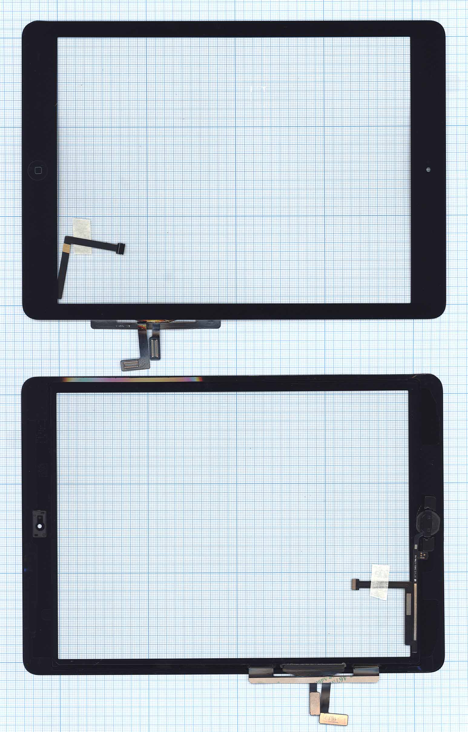 Сенсорное стекло (тачскрин) для iPad Air (A1474, A1475, A1476) черное с кнопкой OEM