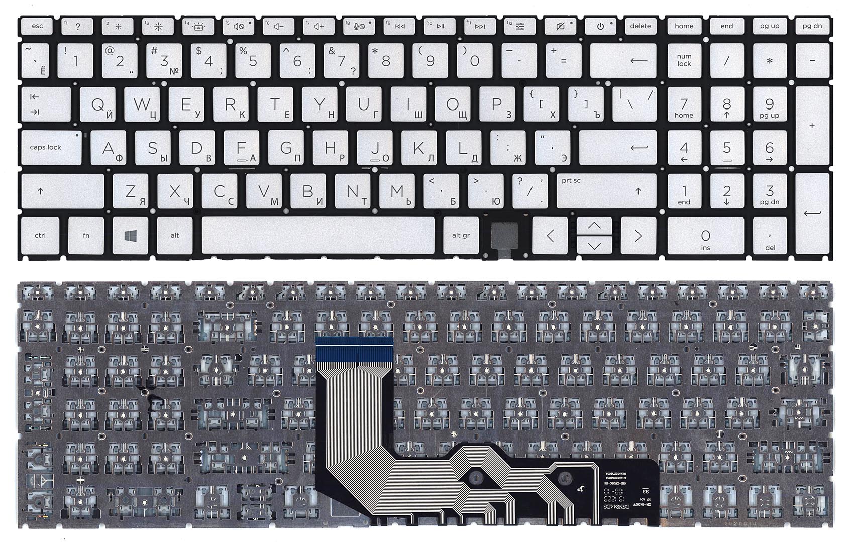 Клавиатура для ноутбука HP Envy 15-ED 17-CG серебристая с подсветкой