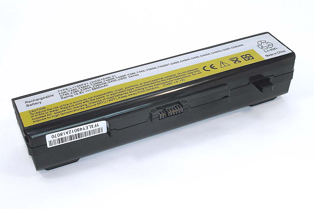 Аккумуляторная батарея для ноутбукa Lenovo IdeaPad Y480 (L11L6F01 75+) 11.1V 7200mAh OEM черная