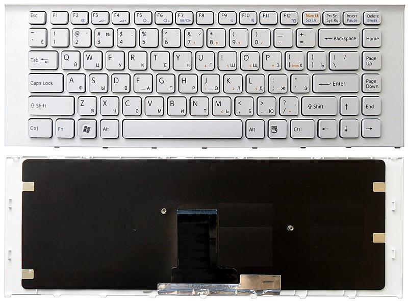 Клавиатура для ноутбука Sony Vaio VPC-EA белая c белой рамкой