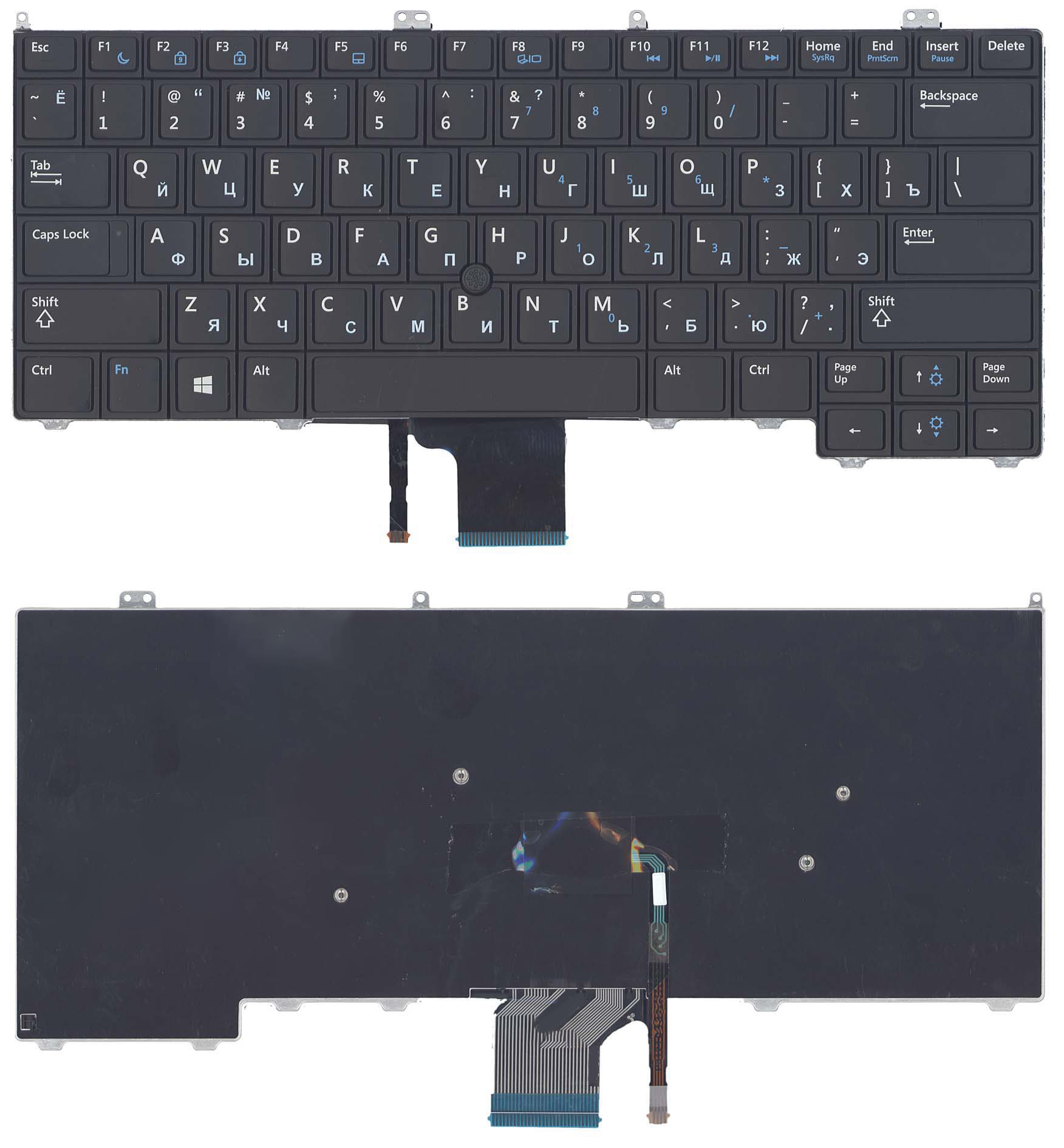 Клавиатура для ноутбука Dell Latitude E7440 черная без подсветки с указателем
