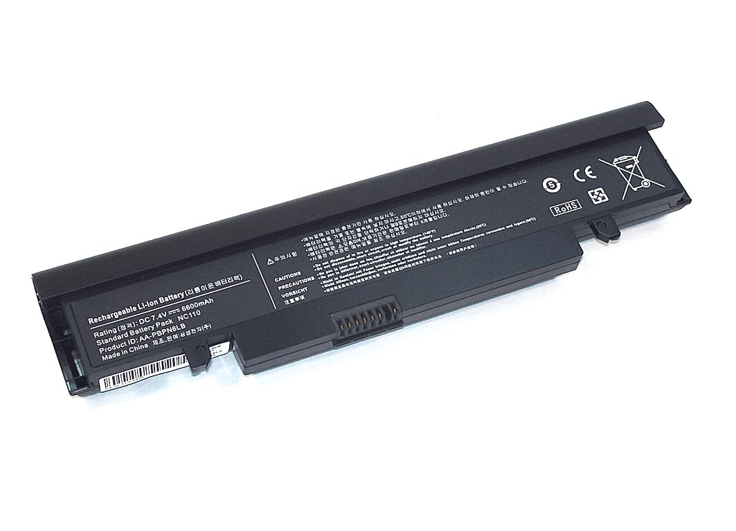 Аккумуляторная батарея для ноутбука Samsung NC110 (AA-PBPN6LB) 7.4V 6600mAh OEM черная
