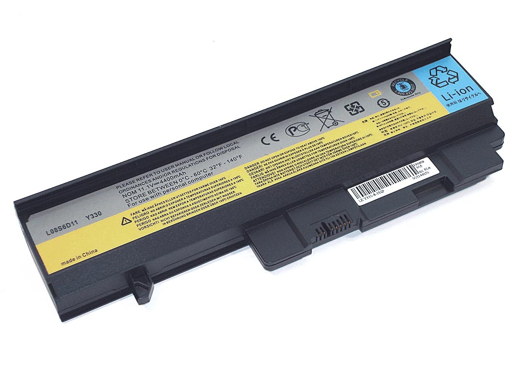 Аккумуляторная батарея для ноутбука Lenovo Y330 (L08S6D11) 11.1V 4400mAh OEM черная
