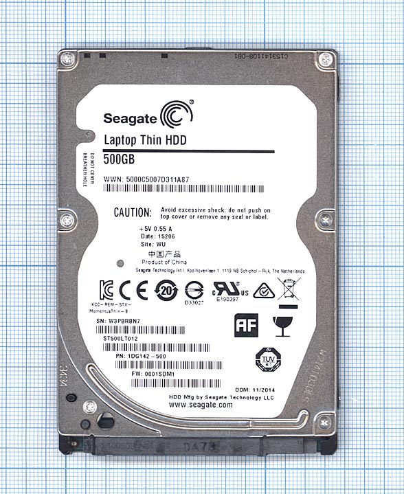 Жесткий диск HDD 2,5" 500GB Seagate Laptop Thin 500GB ST500LT012