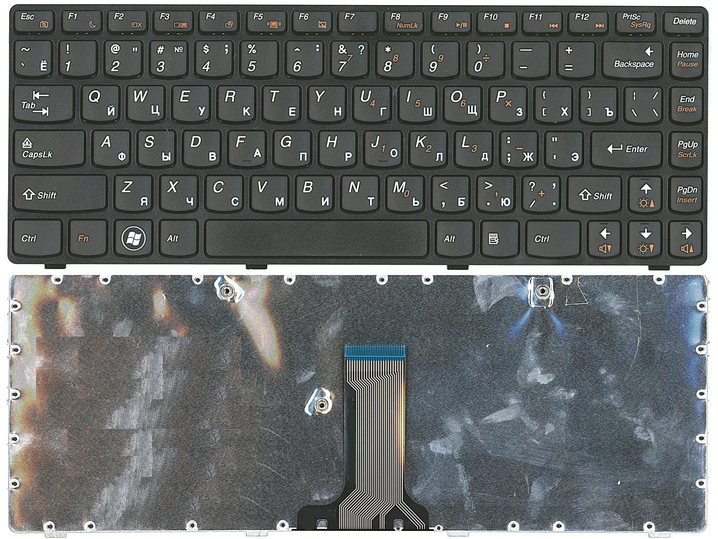 Клавиатура для ноутбука Lenovo G470 черная с черной рамкой