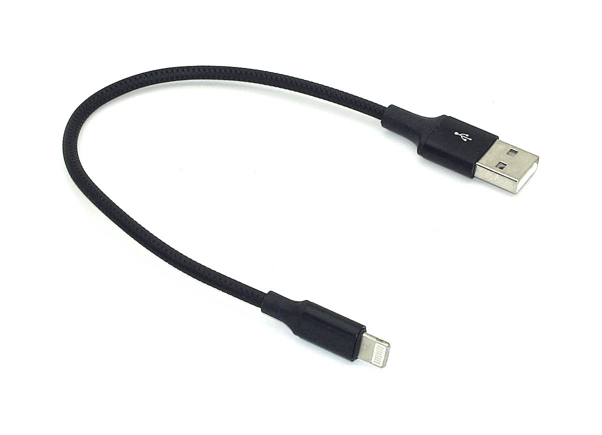 Кабель для зарядки Apple Lightning 8Pin (Короткий), 25cm. Черный
