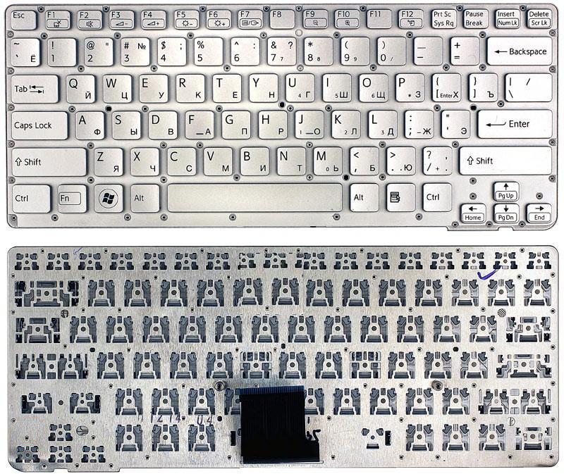 Клавиатура для ноутбука Sony Vaio VPC-CA VPCCA VPCSA VPC-SA серебристая