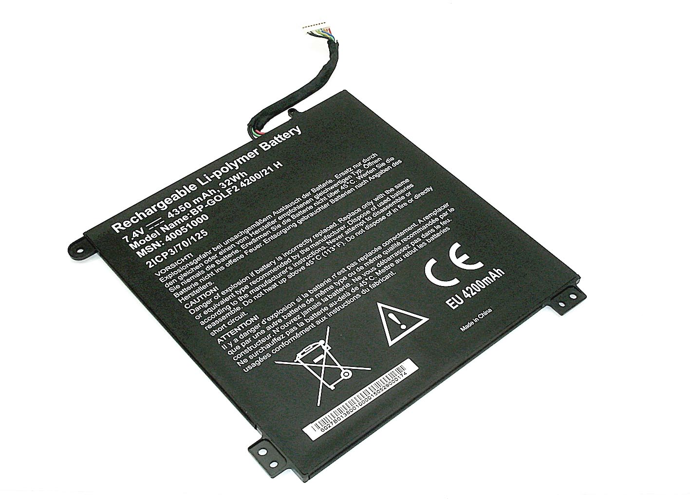 Аккумуляторная батарея для ноутбука Acer One Cloudbook11 (21CP4/70/125) 9PIN 7.4V 4350mAh