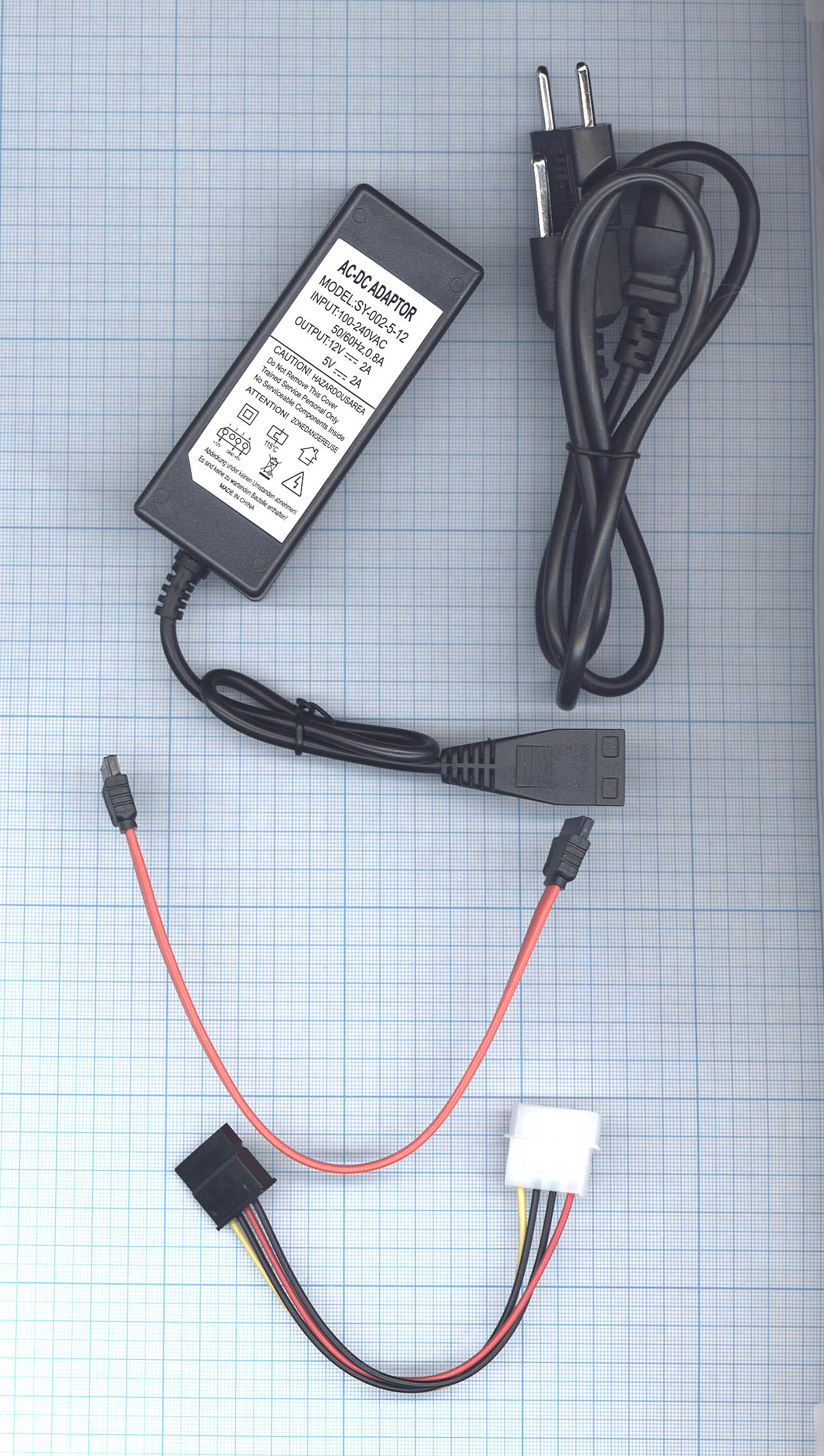 Блок питания для 3.5" HDD 5.25" BD DVD CD IDE SATA 5V 12V до 2A