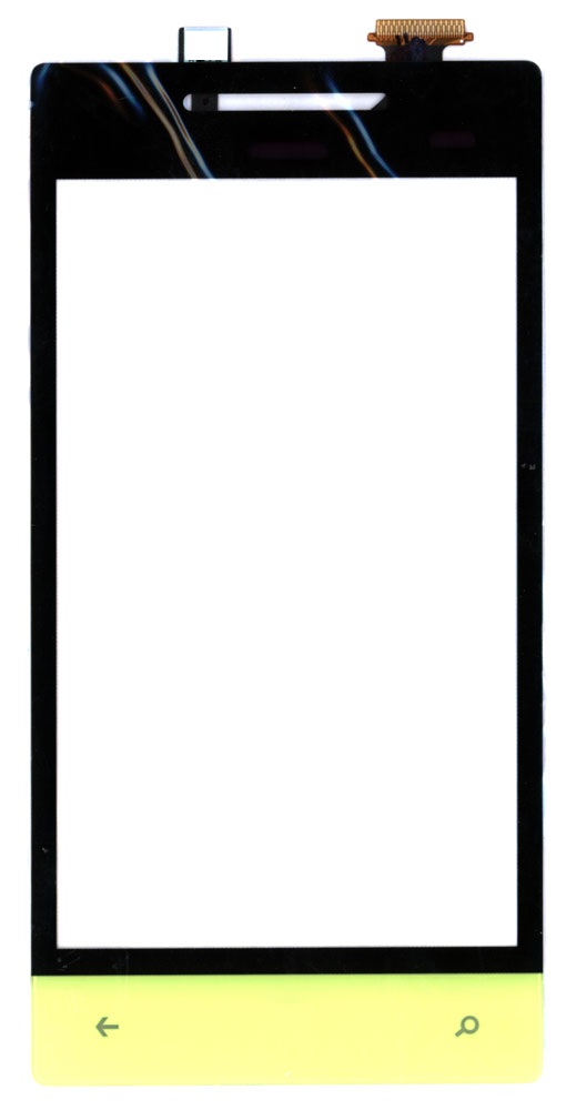 Сенсорное стекло (тачскрин) для HTC Windows Phone 8S (A620e) черное с желтым