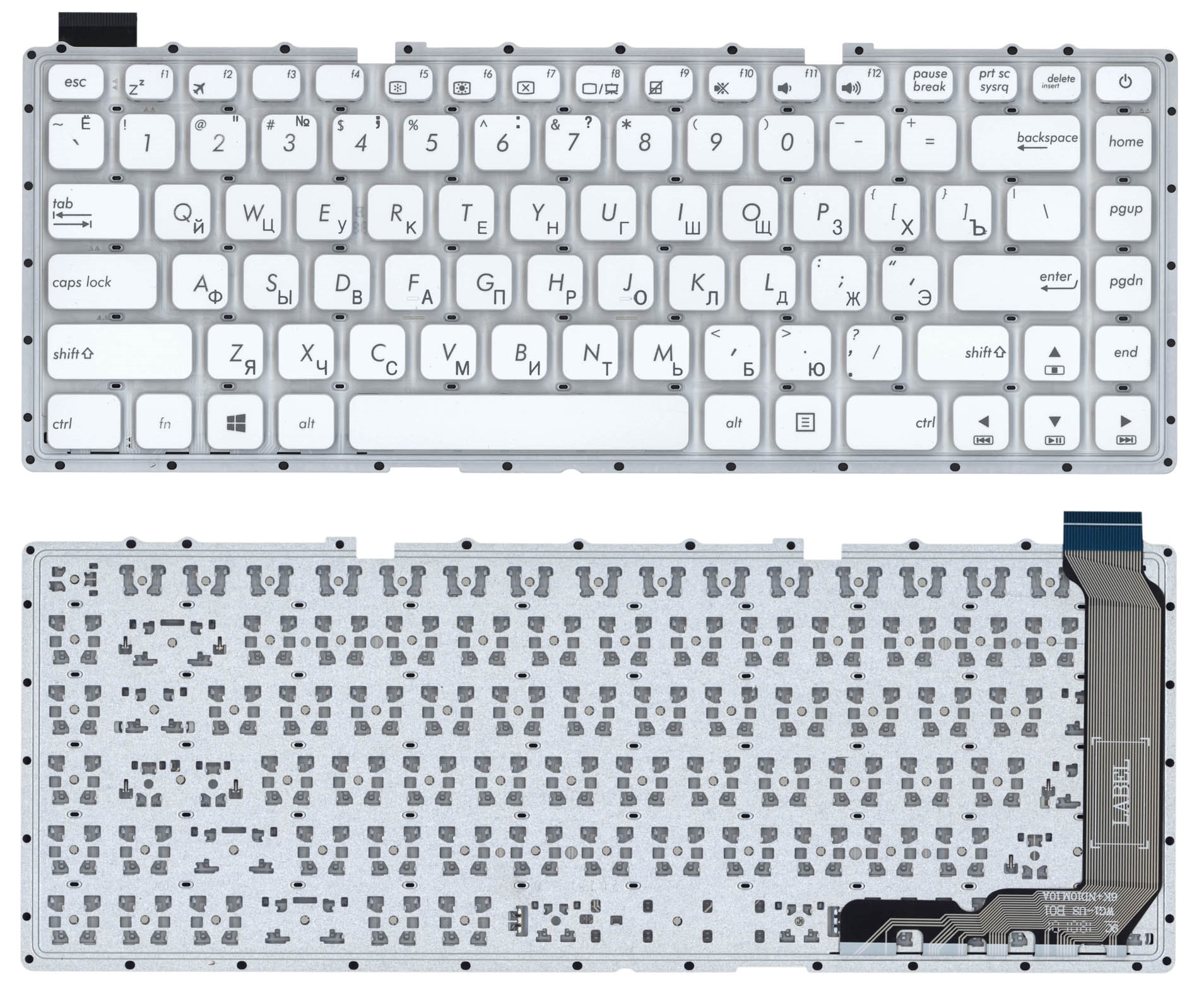 Клавиатура для ноутбука Asus X441 X441S X441SA белая без рамки