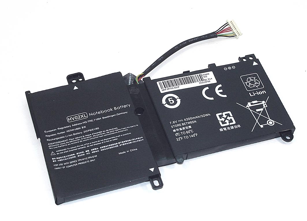 Аккумуляторная батарея для ноутбука HP Pavilion x360 (HV02-2S1P) 7.6V 32Wh OEM черная