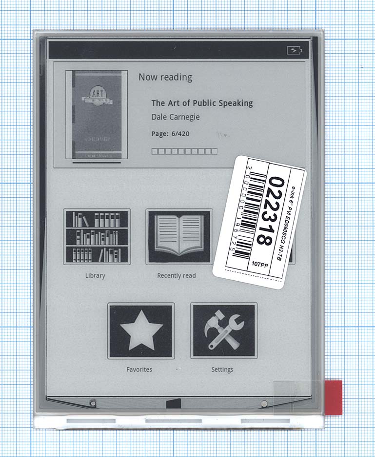 Экран для электронной книги e-ink 6" PVI ED060SCG H2-TB