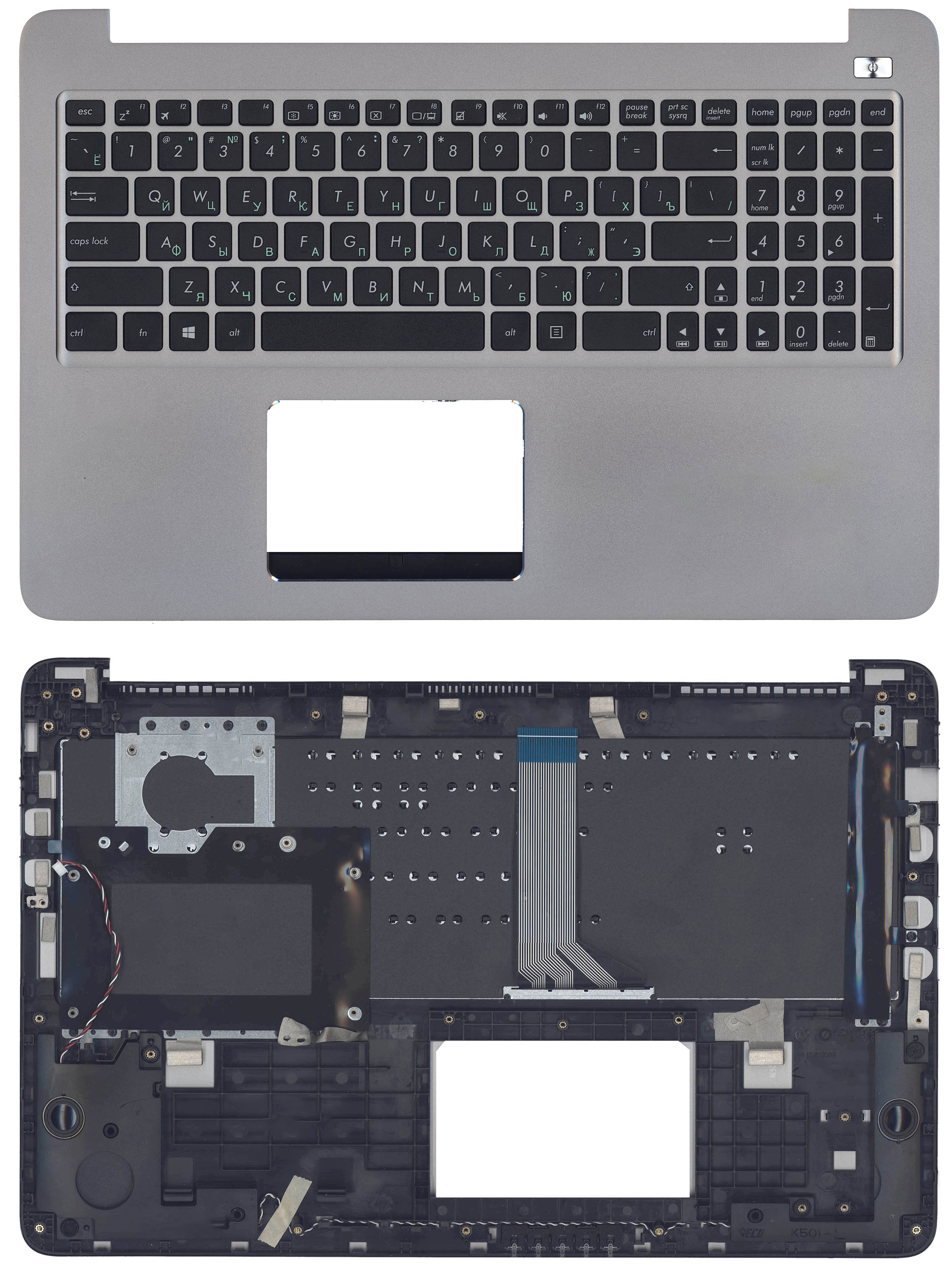 Топкейс для Asus K501L, K501LB, K501LX, K501U, K501UX, K501UW серый